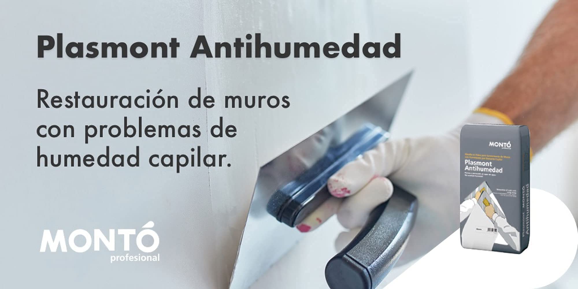 Mortero de Cemento para Prevenir y Restaurar paredes con Humedades. Plasmont Antihumedad color Blanco 20kg
