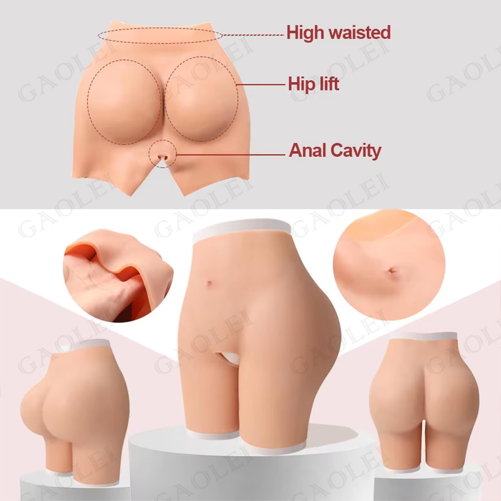 Adima Silikon Fake Butt Hose Offener Schritt Gesäß Shaper Control Shorts Hüftverstärker Höschen Fake Ass für Frauen