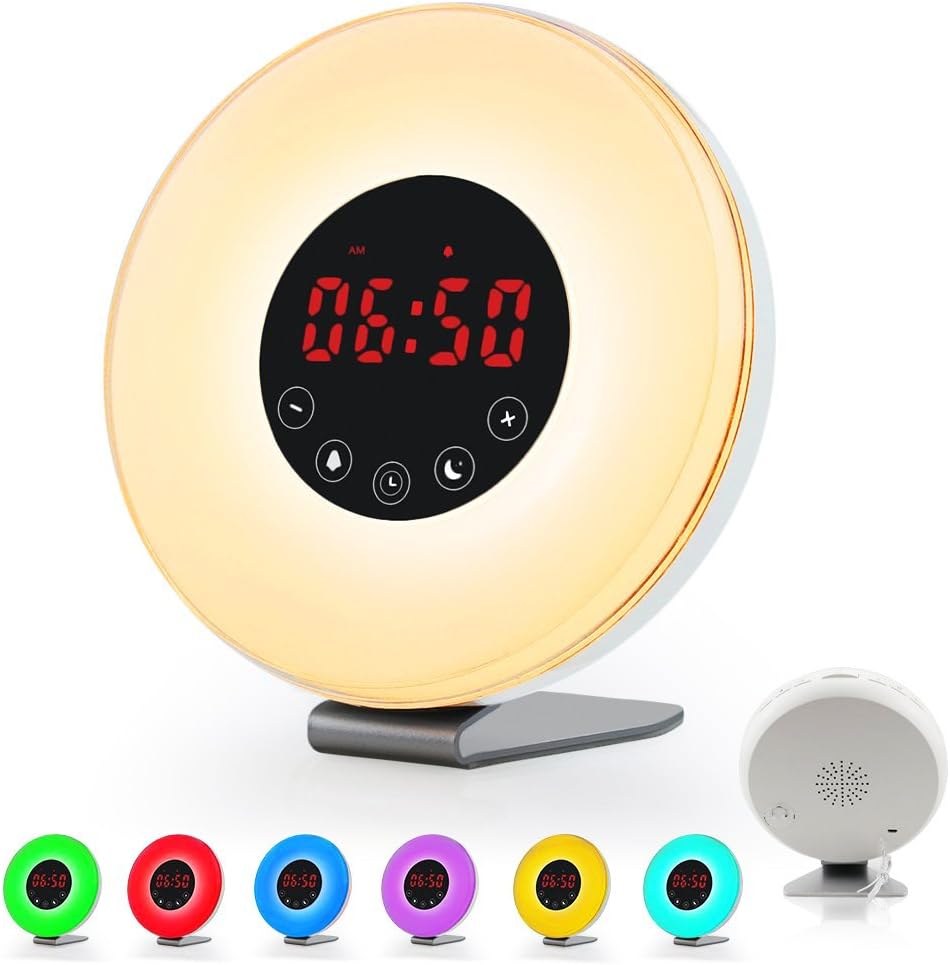 Sunrise Alarm Clock, ANTIKE Wake Up Light Alarm Clock with Stereo FM Radio, Night Light, Nature Sounds, Touch Control and USB Charger