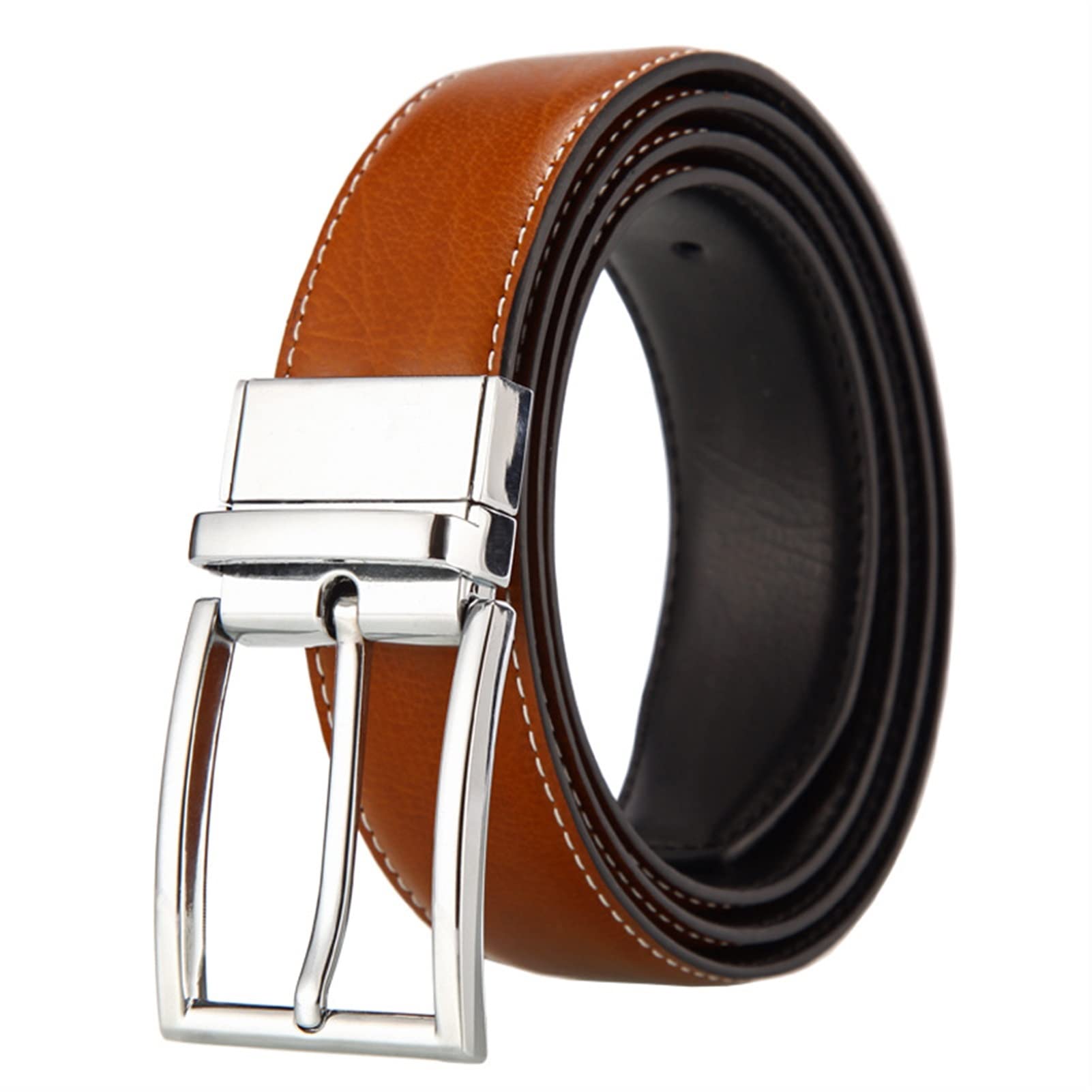 Cinturón ajustable de cuero genuino, Cinturón de cuero for hombre Hebilla de cuero de doble cara Cinturón for hombre Hebilla formal informal ajustable Perfecto for uso diario o deportes al aire libre(