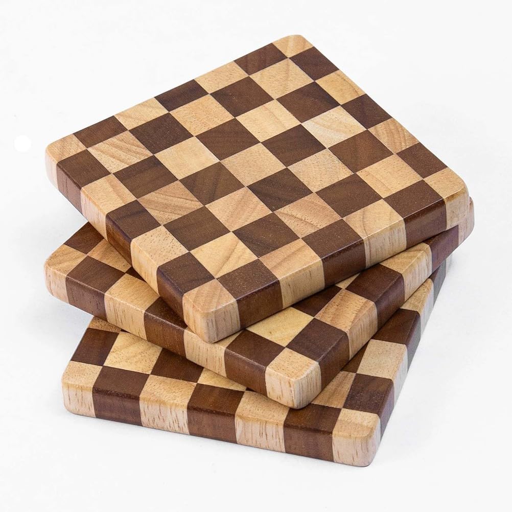 Dessous de Verre carrés en Bois de 3 pièces,