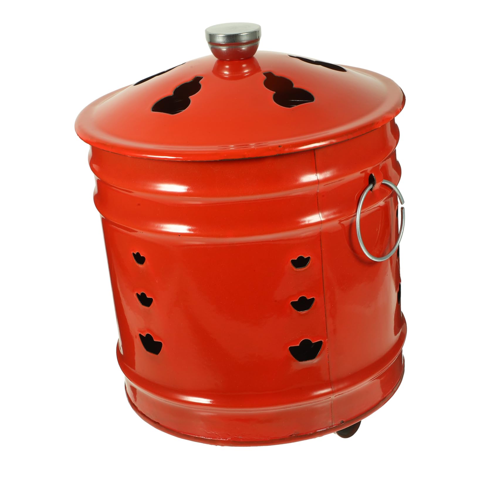 Secchio Rosso in Smalto per Bruciare Carta Design Robusto e Creativo, per Cerimonie di Culto e Bruciare Offerte in Giardino, Stili multipli