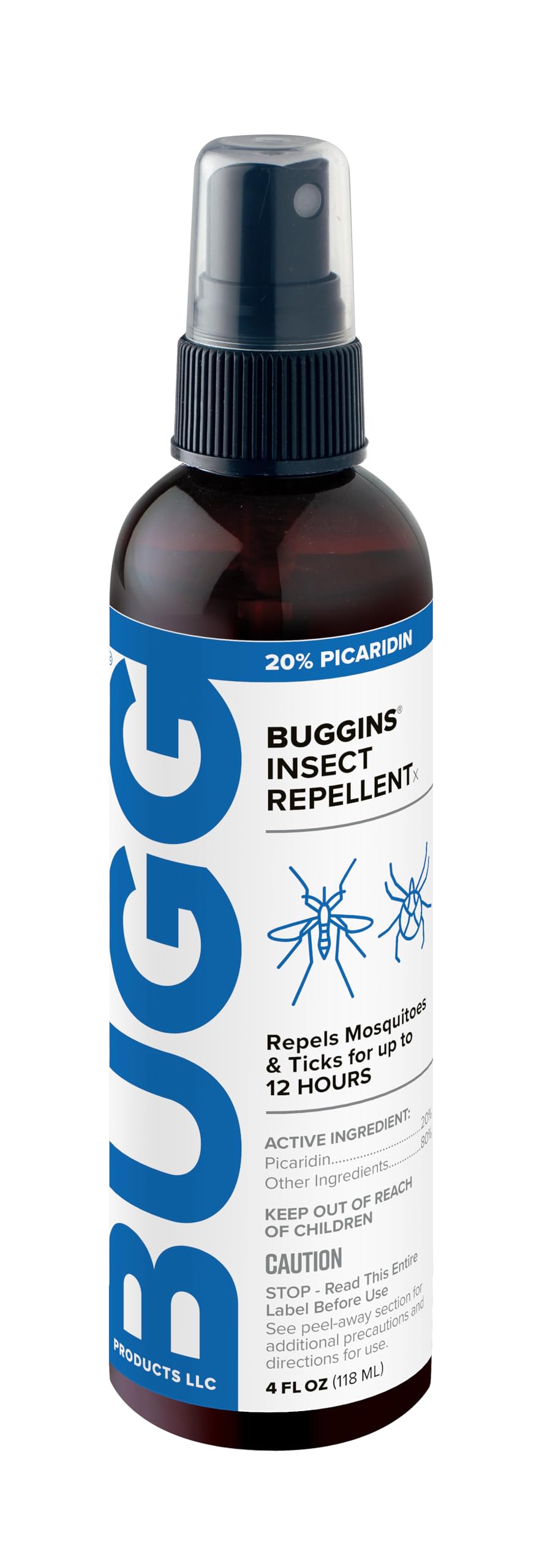 BUGGINS Insect Repellent Spray - 20% Picaridin - 4 oz Pump Bottle