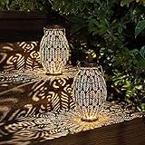 pearlstar 2 Pack Decorative Solar Lantern Lights for Hanging Or Table Outdoor Solar Light for Patio