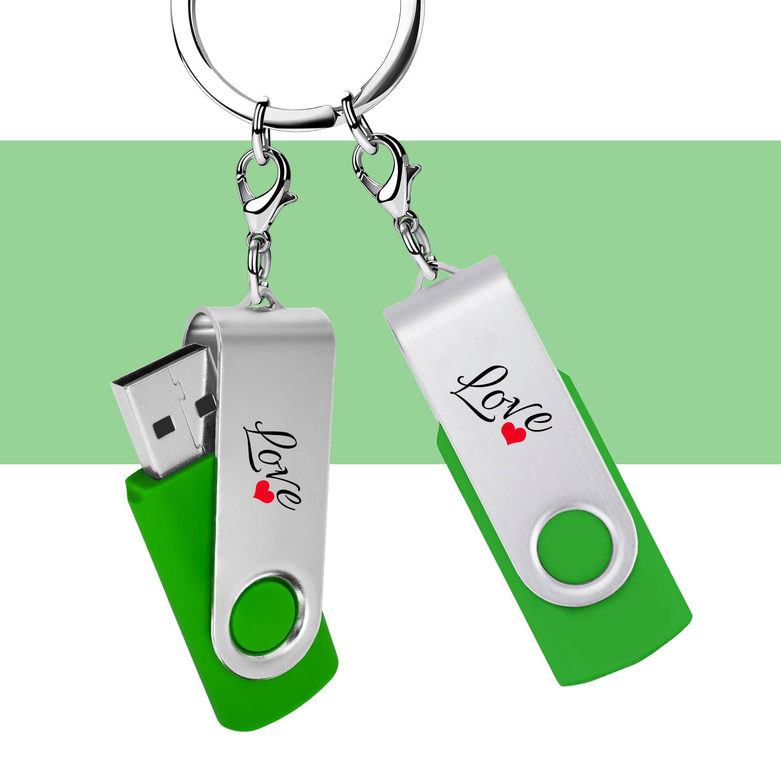 Zestaw 50 niestandardowych pendrive'ów USB 32 GB USB 2.0, spersonalizowane pendrive z logo do biznesu, wydarzeń, drukowania tekstu lub obrazu, niestandardowe karty pamięci JBOS - zielone