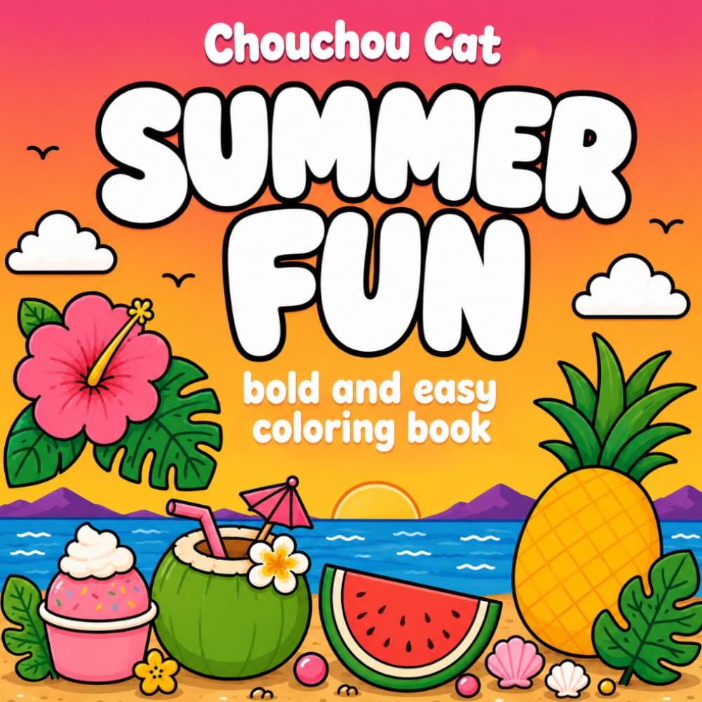 Summer Fun: Bold and easy coloring book
