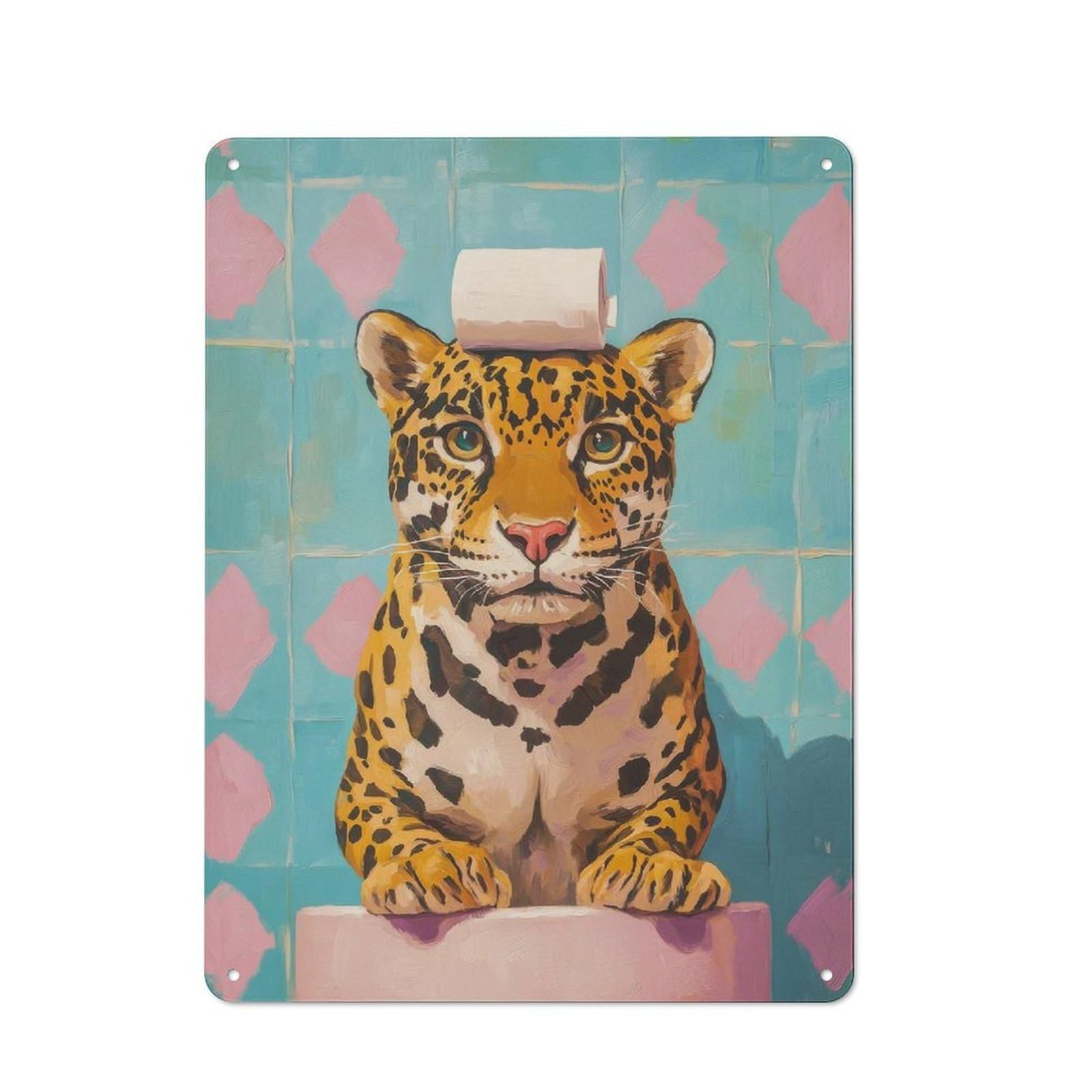 Junmoney Jaguar With Toilet Paper Vintage Vintage Metal Sign 40X30cm Featuring Room Wall Plaque For Flat, Dorm Room, Lounge Or Cafe