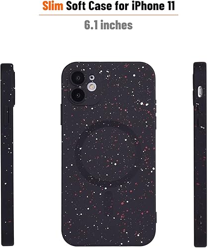 Miniatura 2 de MagSafe - Funda magnética para iPhone 11, silicona suave, protección de cámara, con puntos rojos y blancos, funda protectora contra arañazos para