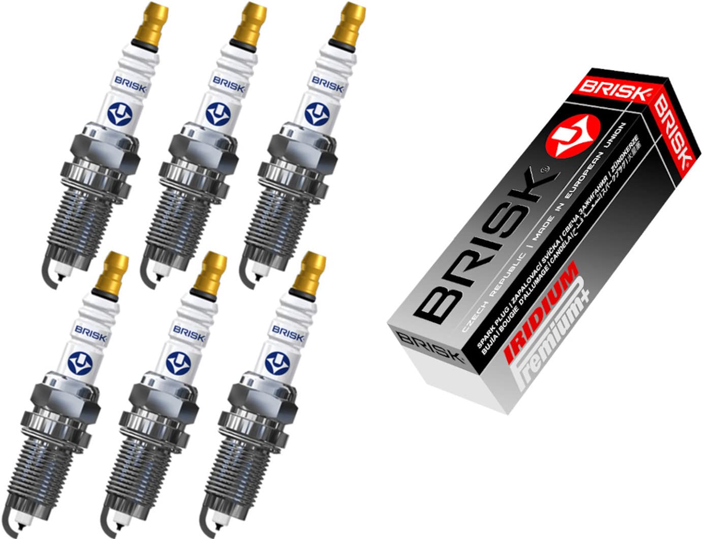 BRISK Iridium Premium+ Plus P3 1621 Bujías de Encendido, 6 piezas