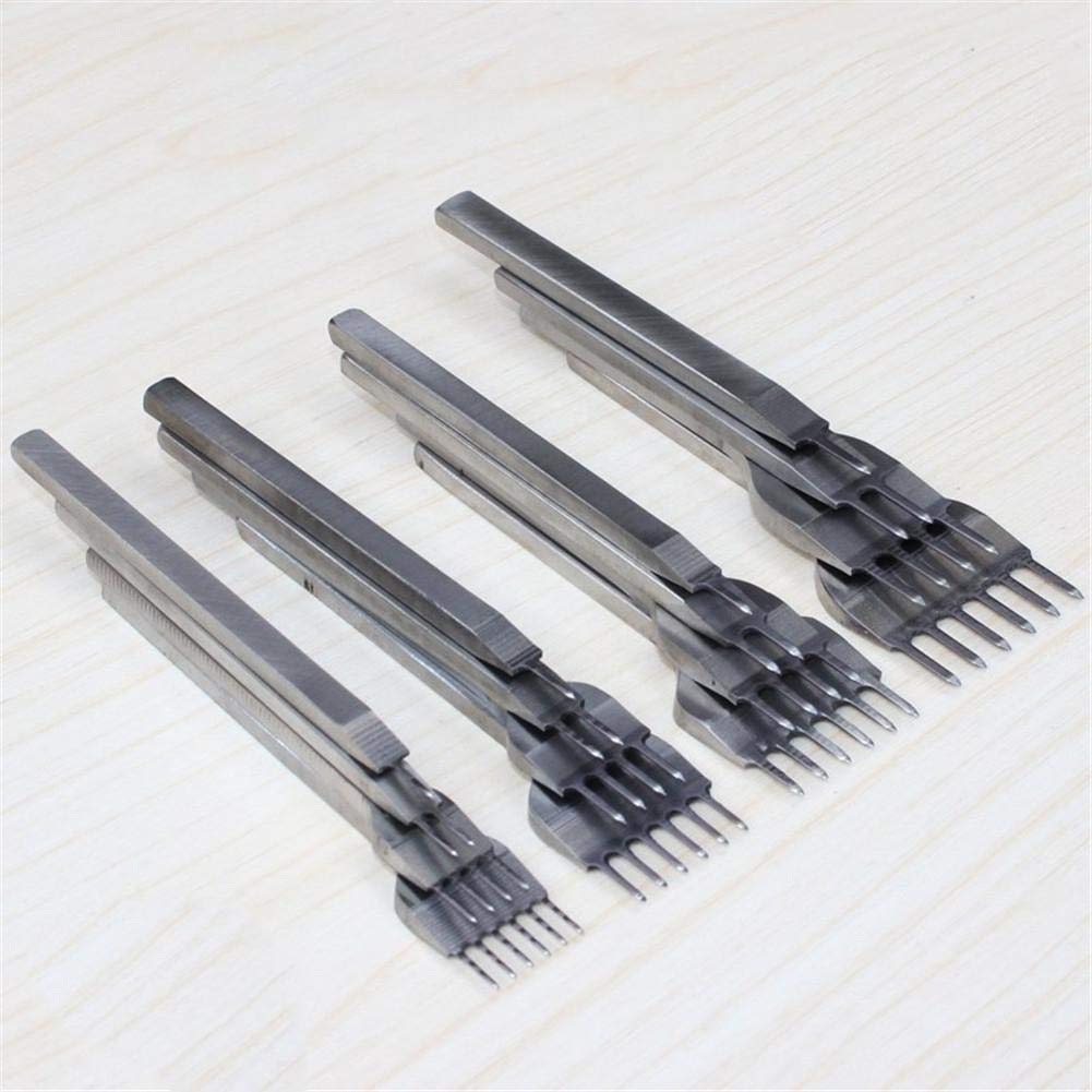 cineman Punzones Herramientas de Cuero Piel Perforadora Hacer Agujeros Puntadas de Costura Leather Craft DIY Tools 4Pzas Cuero Perforadoras Punzones, 3-6mm 1+2+4+6 Dientes