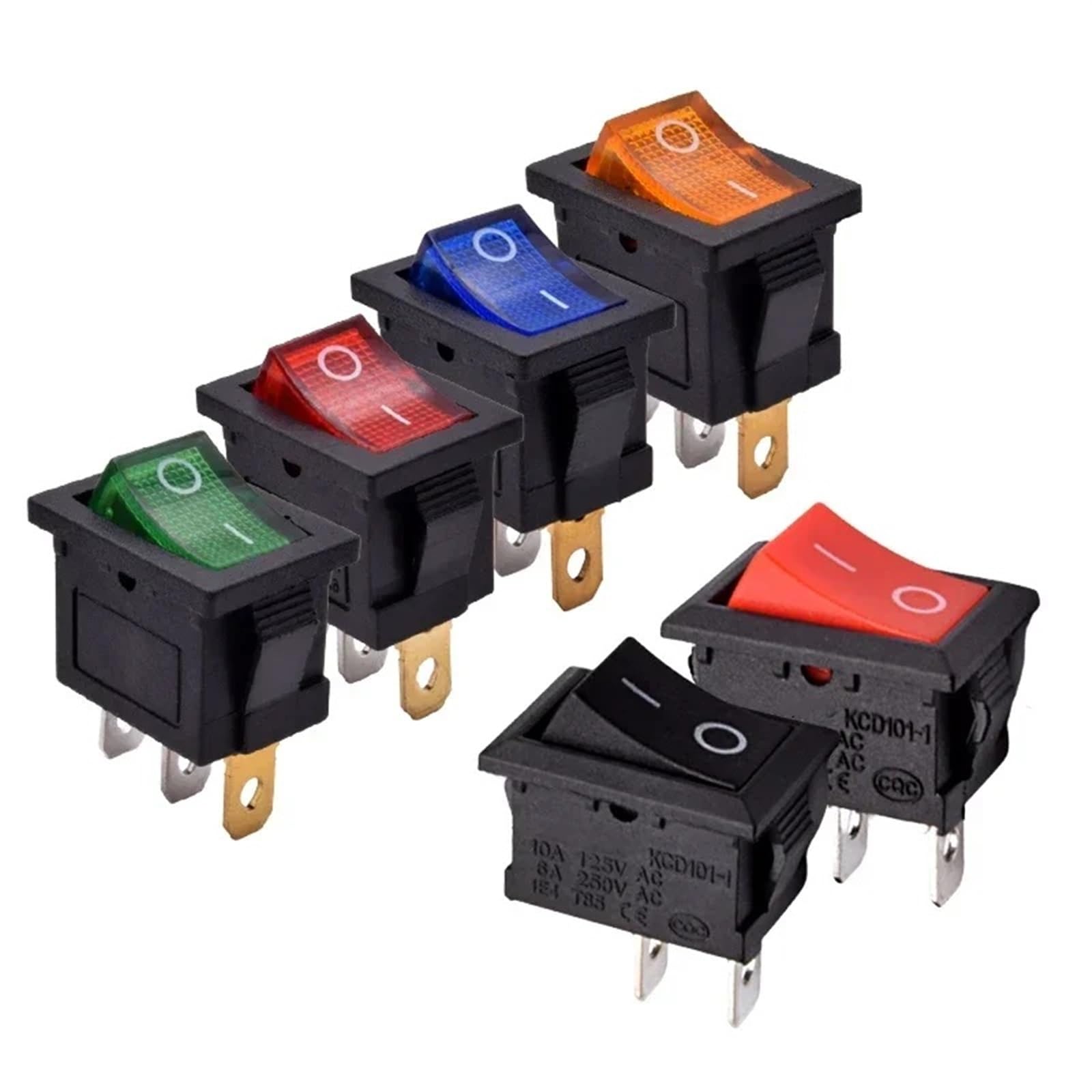 Interruptor basculante KCD1 SPST ON OFF con luz amarilla de 12V 8