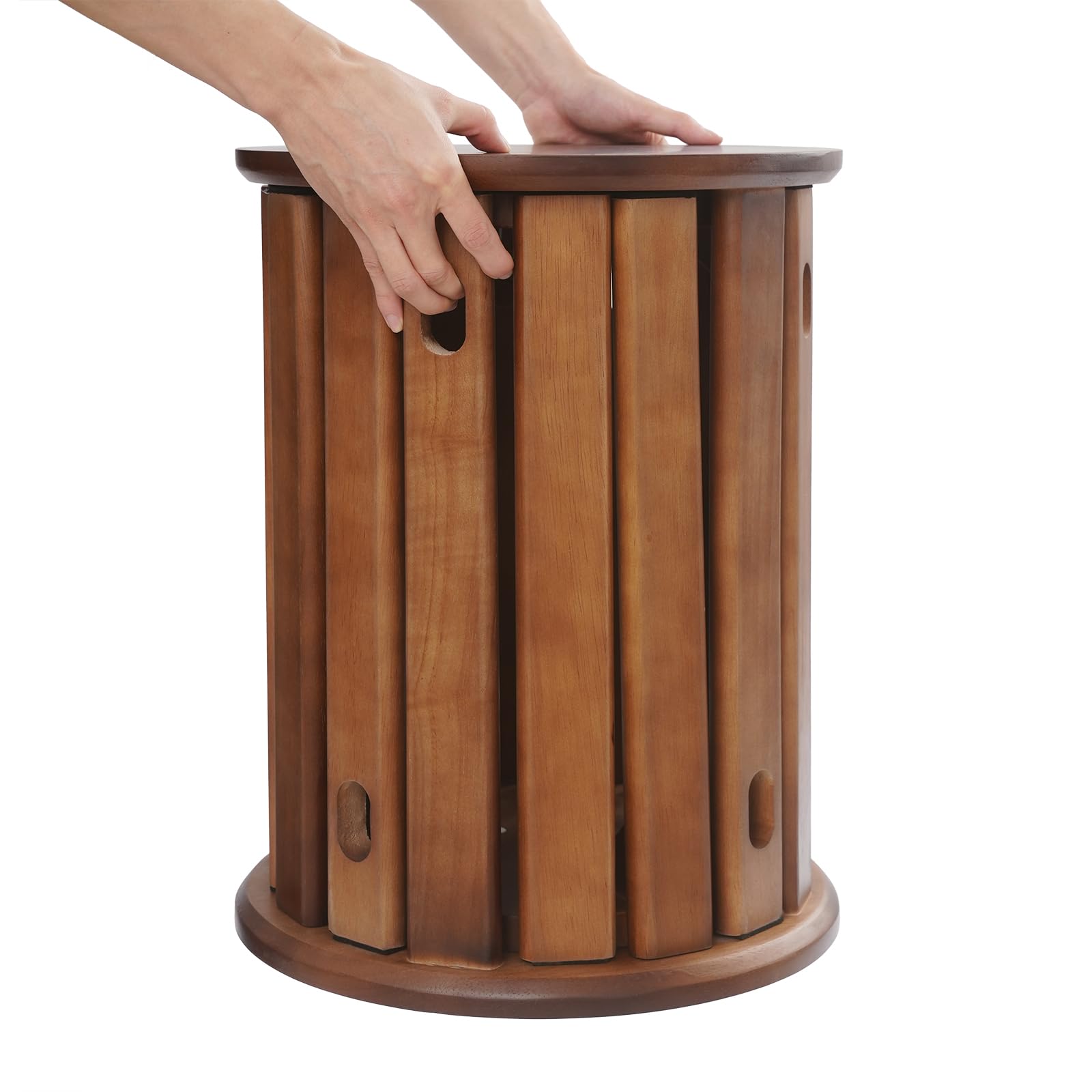 Tabouret empilable multifonction en bois rond empilable - Meubles polyvalents - Tabouret en bois empilable à quatre niveaux avec roulettes - Pour une utilisation sur les balcons, les cours