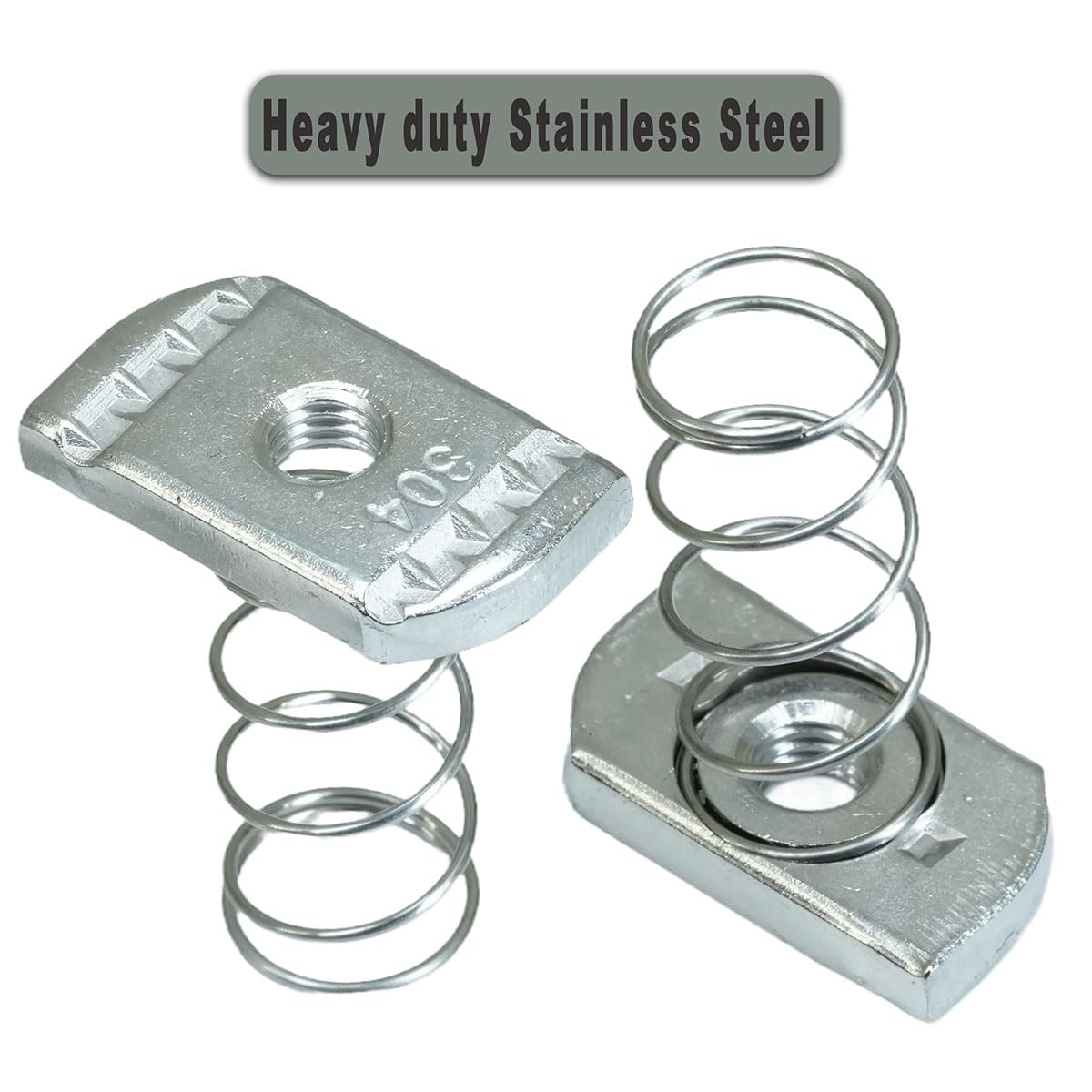 ciciment 304 Stainless Steel Strut Channel Nuts with Spring - Pack of 10 (M8), Silver - Image 3
