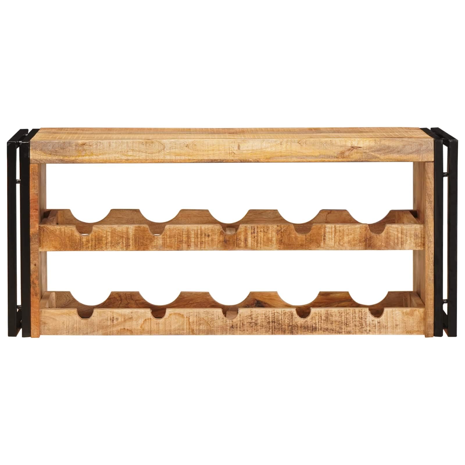 Regał ścienny na wino z litego drewna mango, 100 x 45 x 33 cm, w kolorze brązowym, przemysłowe wzornictwo zapewnia stabilne przechowywanie wina