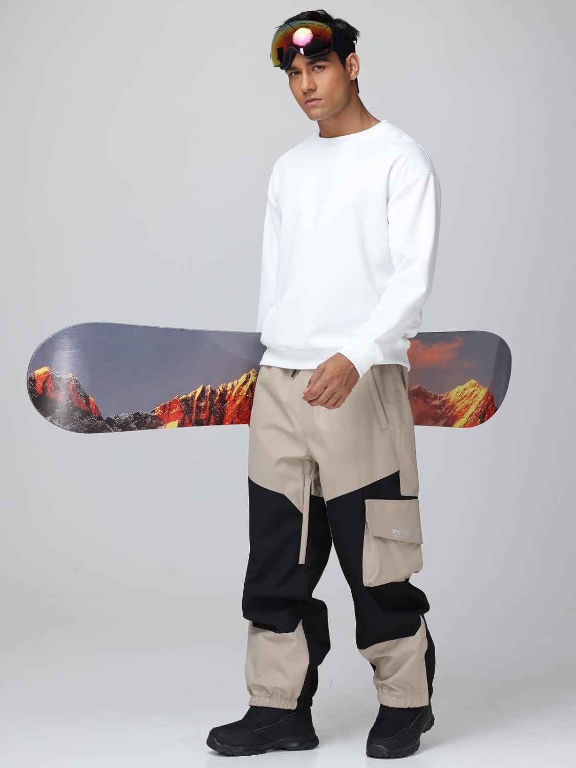 Womens Ski Pants Mens Waterproof Insulated Baggy Snow Pants Loose Cargo Pants Snowboard Pants Winter Outdoor - Image 3