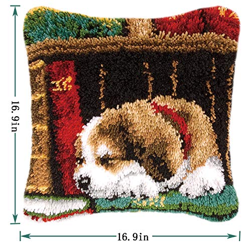 Image of clubevy Latch Hook Kits DIY Crocheting Embroidery Throw Pillow Needlework Cross Stitch Kits (Dog2)
