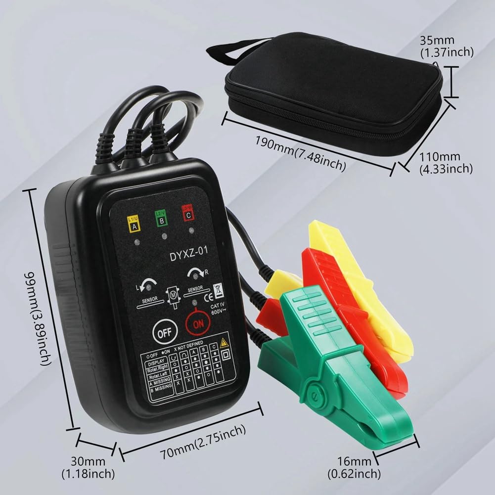 Comprobador de Voltaje DYXZ-01/Detector de Secuencia de Fases Sin Contacto, Medidor, Pantalla LED, Comprobador Trifásico.