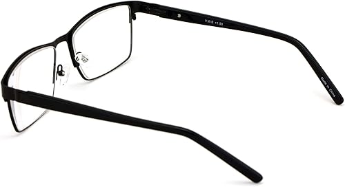 Miniatura 4 de V.W.E. Lentes de lectura rectangulares de metal con patillas de plástico extra grandes para hombre - 5.984 in de ancho