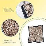 Leopard Print Scarf Silk Head Hair Scarf for Women Satin Animal Neck Scarf Silk Bandana Vintage Brown Headscarf for Women Square Neckerchief Women Handbags Purse Scarf Leopard Accessories