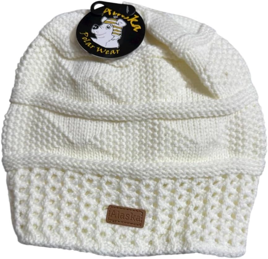 Alaska Beanie Semi Loose Cable Knit Ivory White Hat - Image 4