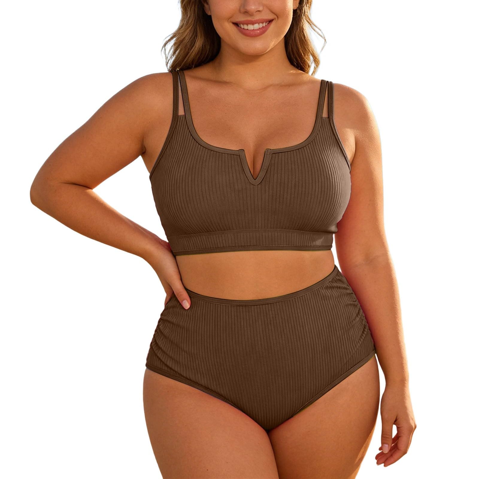 Conjunto De Bikini para Mujer,Talla Grande Vikinis Estampado Moda Sexy Bañador Verano Natación Diseño Bandeau Moderno Talla Ajustable Vacaciones Tropicales#G
