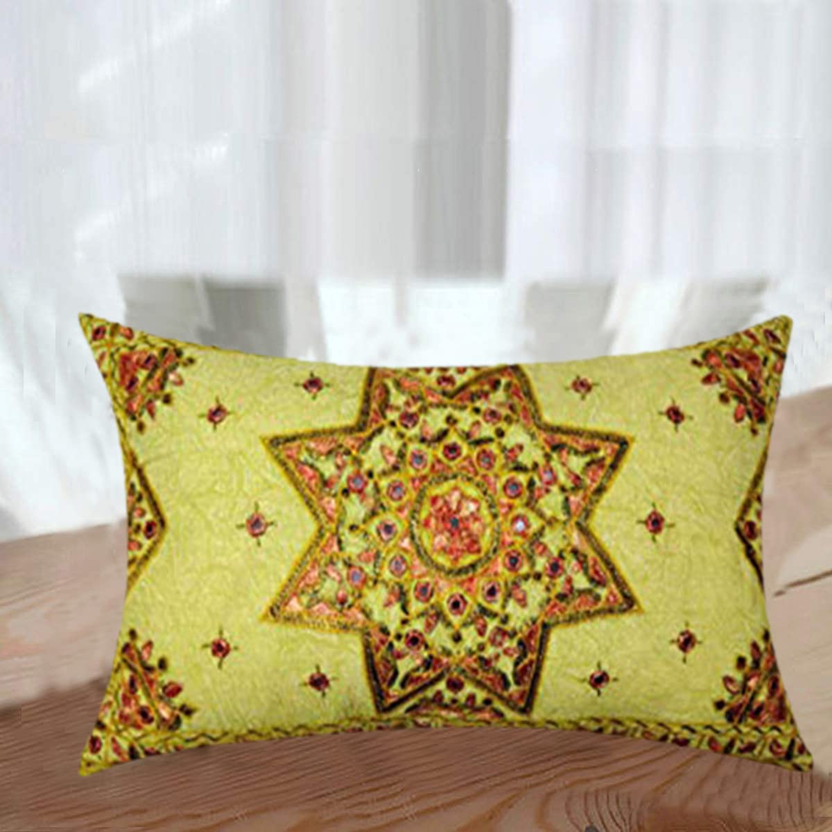 Buy SAJAVAT HOME SH_S_25S9 Cotton Geometric Damask Embroidery Pillow