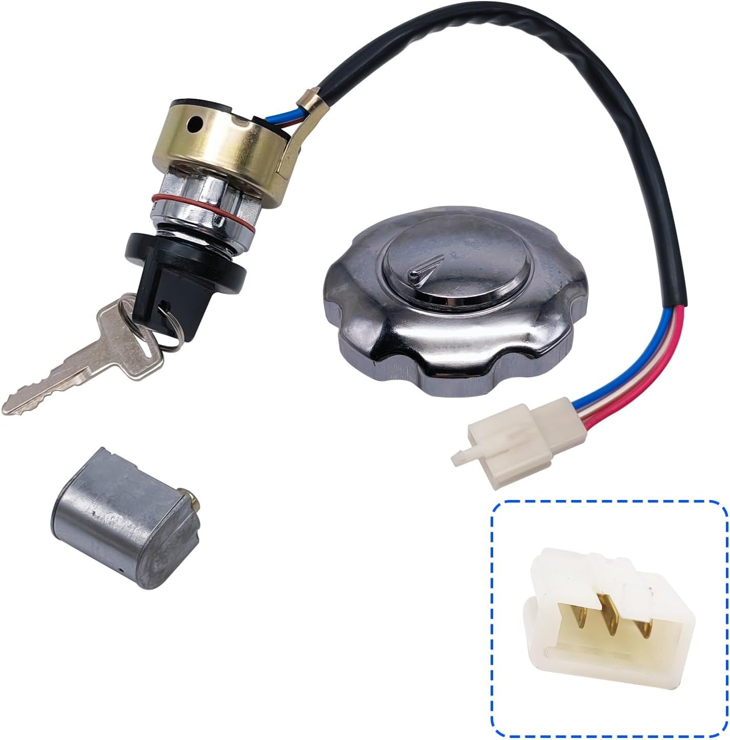 Ignition Switch Key,Starter Ignition Fit for ODES ATV 800 Twin Assailant Quad 13609040000, Glintique-001