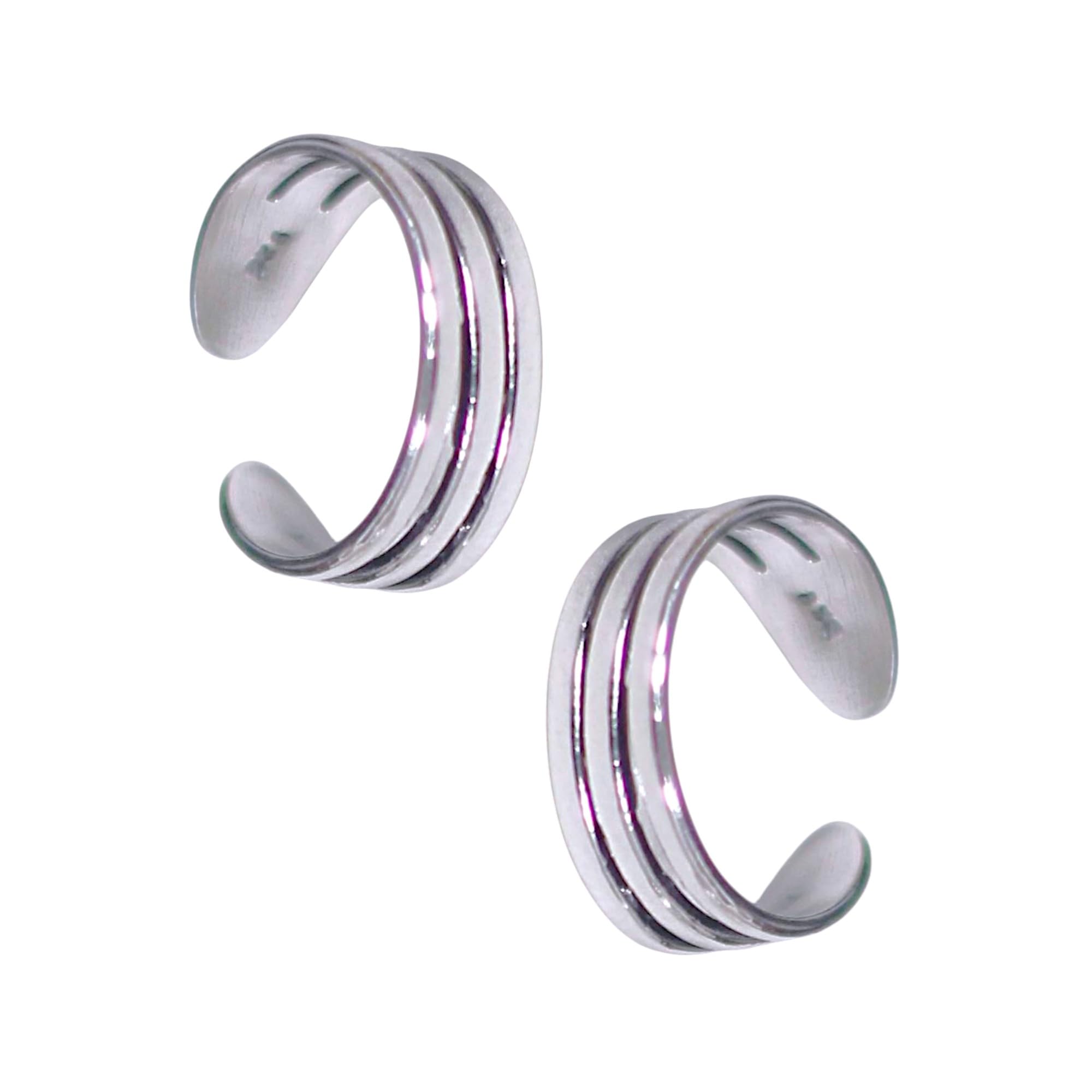 taraash 925 Sterling Silver Rounded Band Oxidised Toe Ring for Women.-picture-2
