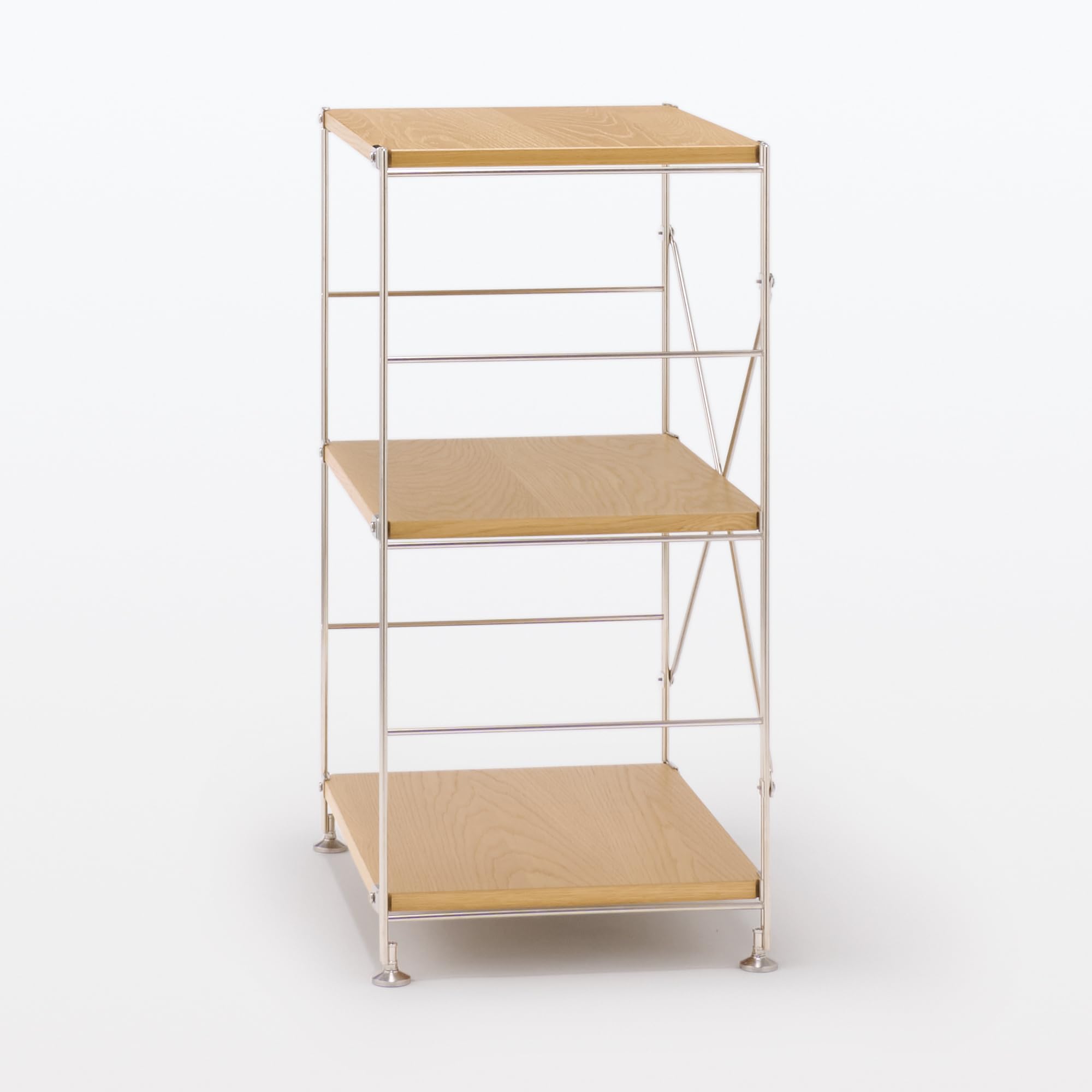 Amazon｜無印良品 ステンレスユニットシェルフ オーク材棚セット 小 幅