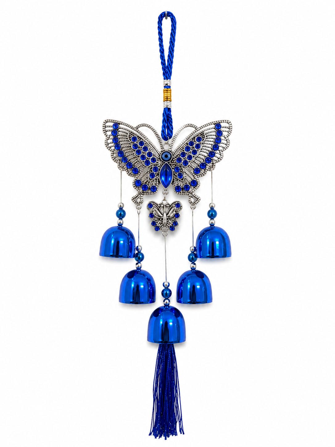 Butterfly Evil Eye Wind Chime Hanging for Home Decor with Blue Crystal Bells Metal Decorative Hanging for Balcony Entrance Living Room Car and Festive Decoration-image-33