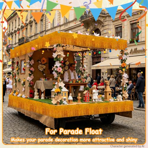 Image of 4 Pack 39 Ft Glitter Orange Parade Float Decorations for Trailer Car, Autumn Foil Fringe Tinsel Streamers Banner Garland for Halloween Thanksgiving Homecoming Party Decoration (Glitter-Orange)