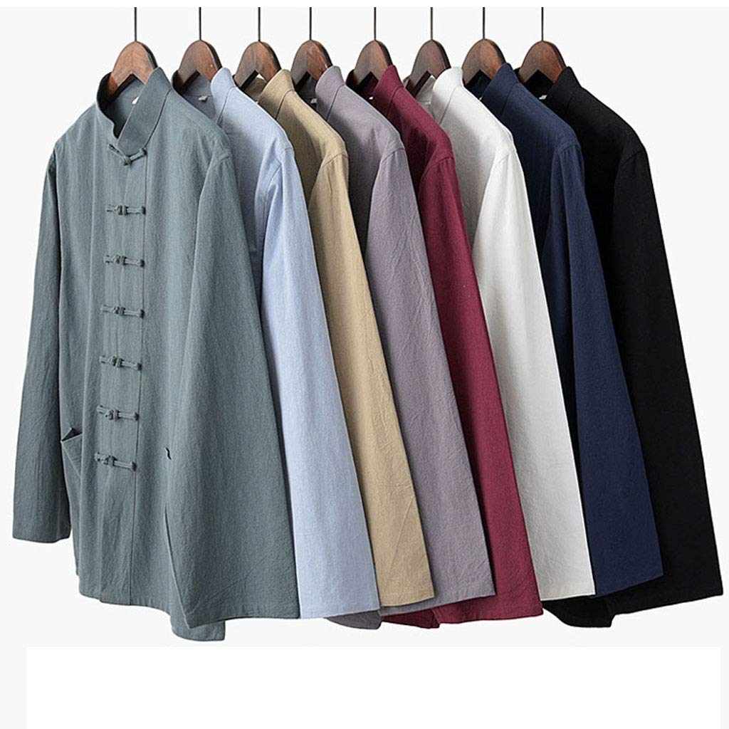 Tenue traditionnelle à manches longues pour homme, uniforme de Kung Fu, chemise en coton et lin, vêtements de Tai Chi à manches longues, vêtements d'arts martiaux chinois, uniforme de méditation zen