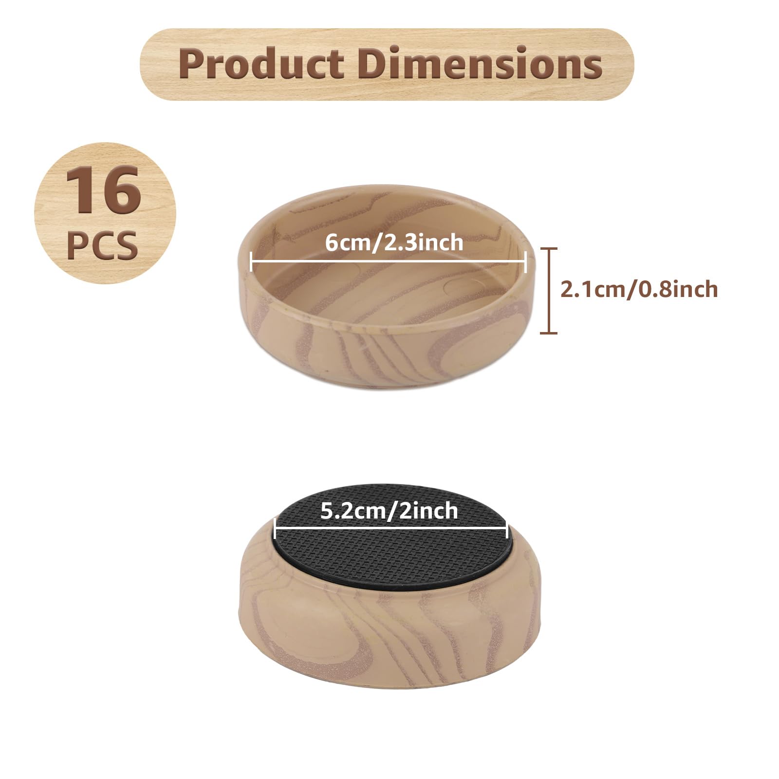 AHAQU 16PCS 60mm Rubber Base Castor Cups, Sofa Feet Protectors For Wooden Floors And Carpets - View #9