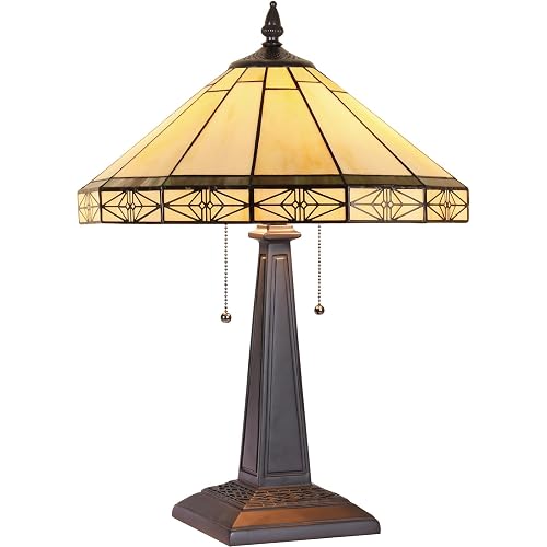 Capulina Tiffany Lamp Stained Glass Table Lamp 2-Lights 16" Wide