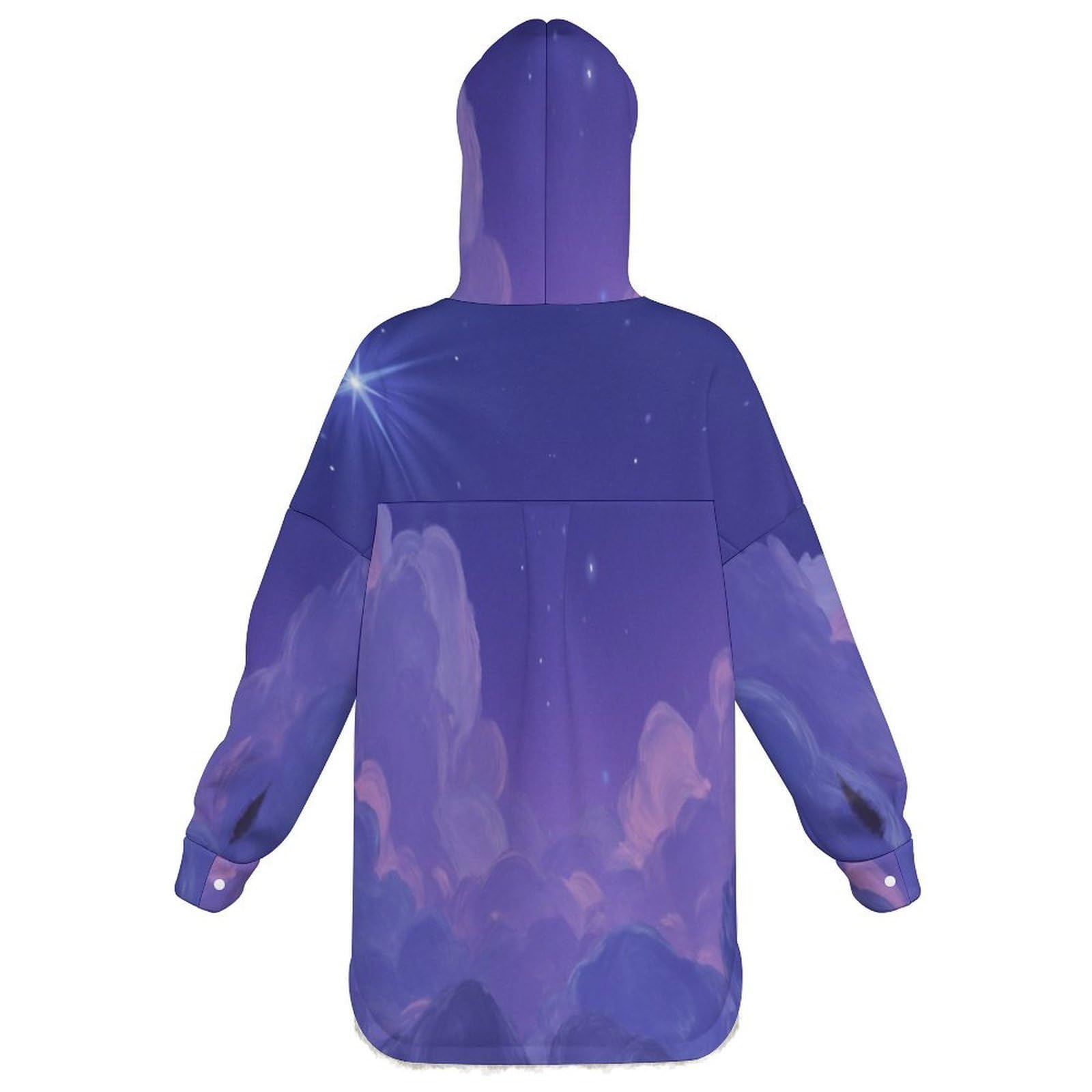Sudadera Invierno con Capucha de Forro Polar Mujer Nubes Y Estrellas Cálido Hoodies a Manga Larga Felpa Sudadera con Bolsillos, Morado Oscuro