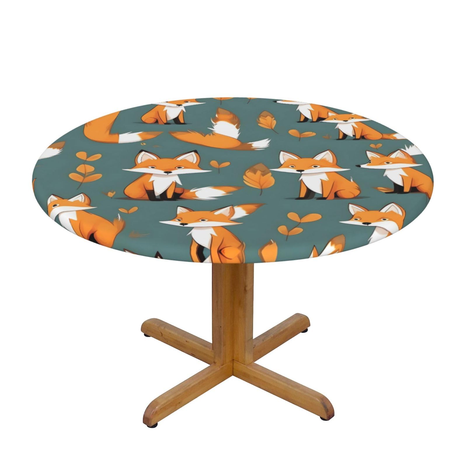 ZQYTGFDC Yellow fox S Decorative Round Tablecloth Waterproof Anti Stain Oil Proof Size for 40 50 inch