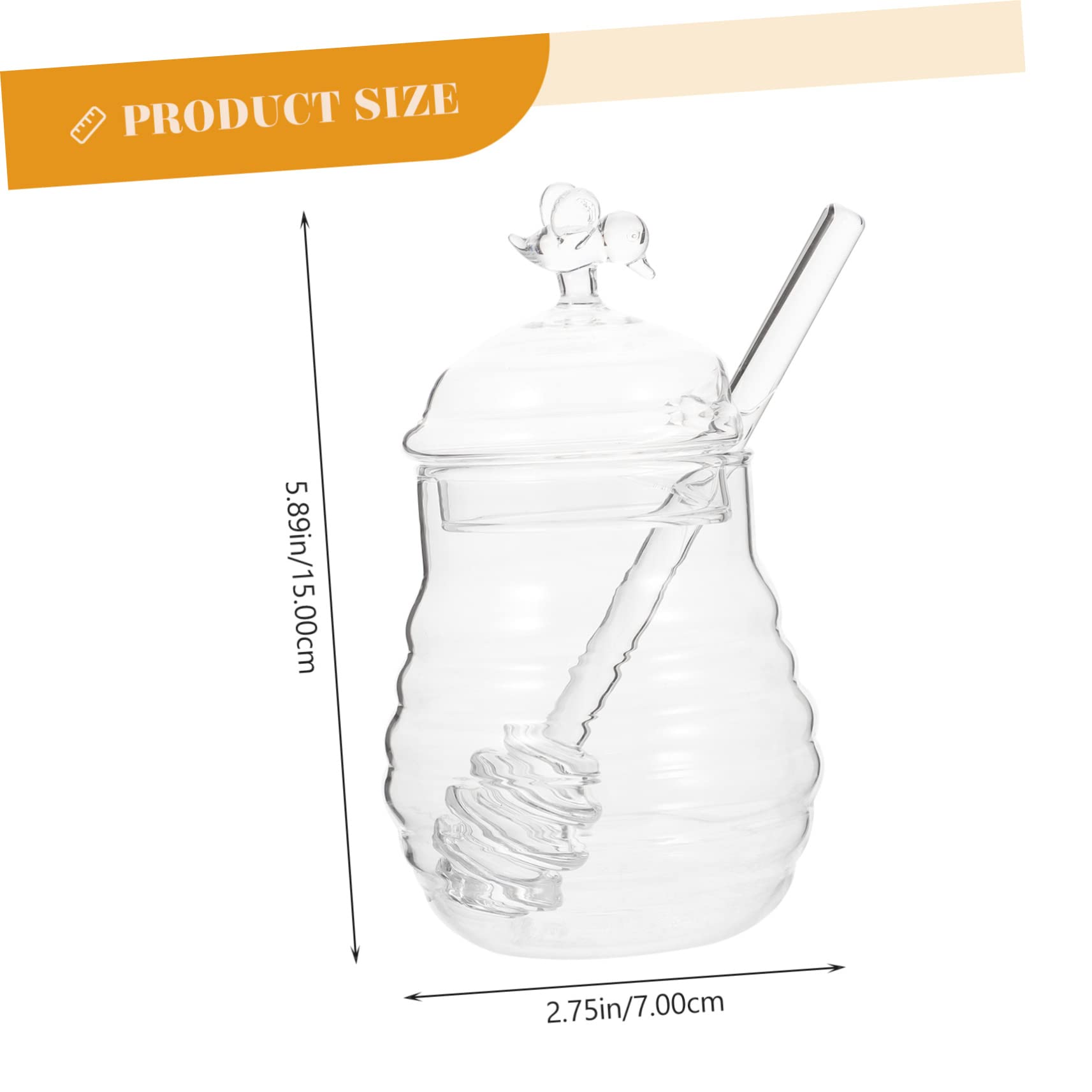 VALICLUD 1Set Glass with Stirring Rod Clear Honey Storage Container Random Lid Style for Syrup and Jam Storage for Kitchen Decoration