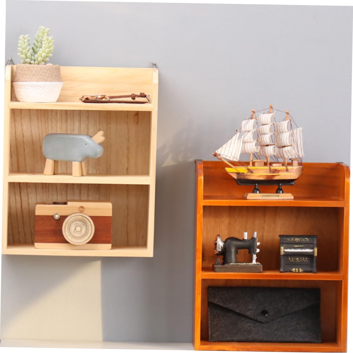 ORFOFE Retro Wooden Wall Shelving Cube Shelves for Bedroom Home Decor Storage Rack