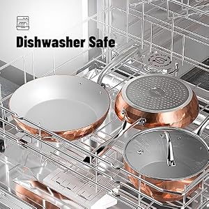 COOKSMARK 10-Piece Diamond Nonstick Ceramic Induction Cookware Set Scratch-Resistant Pots and Pans Set with Lids, Dishwasher Safe Oven Safe, Copper COOKSMARK 10 Piece Diamond Nonstick Ceramic Induction Cookware Set Scratch Resistant Pots and Pans Set with Lids Dishwasher Safe Oven Safe Copper