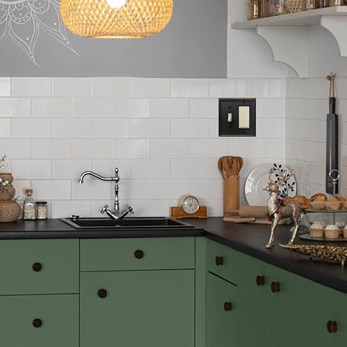 Vista 49 de Luca - Placa de pared de metal para interruptor de luz de palanca, 2 unidades de bronce envejecido de 3 bandas, cubierta decorativa para interruptor