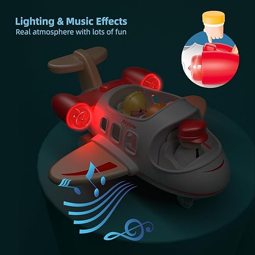 Miniatura 5 de Juguetes de avión para niños pequeños de 1 a 3 años, juguetes de aviones con sonido y luz, mini juguetes de avión para introducir conocimiento