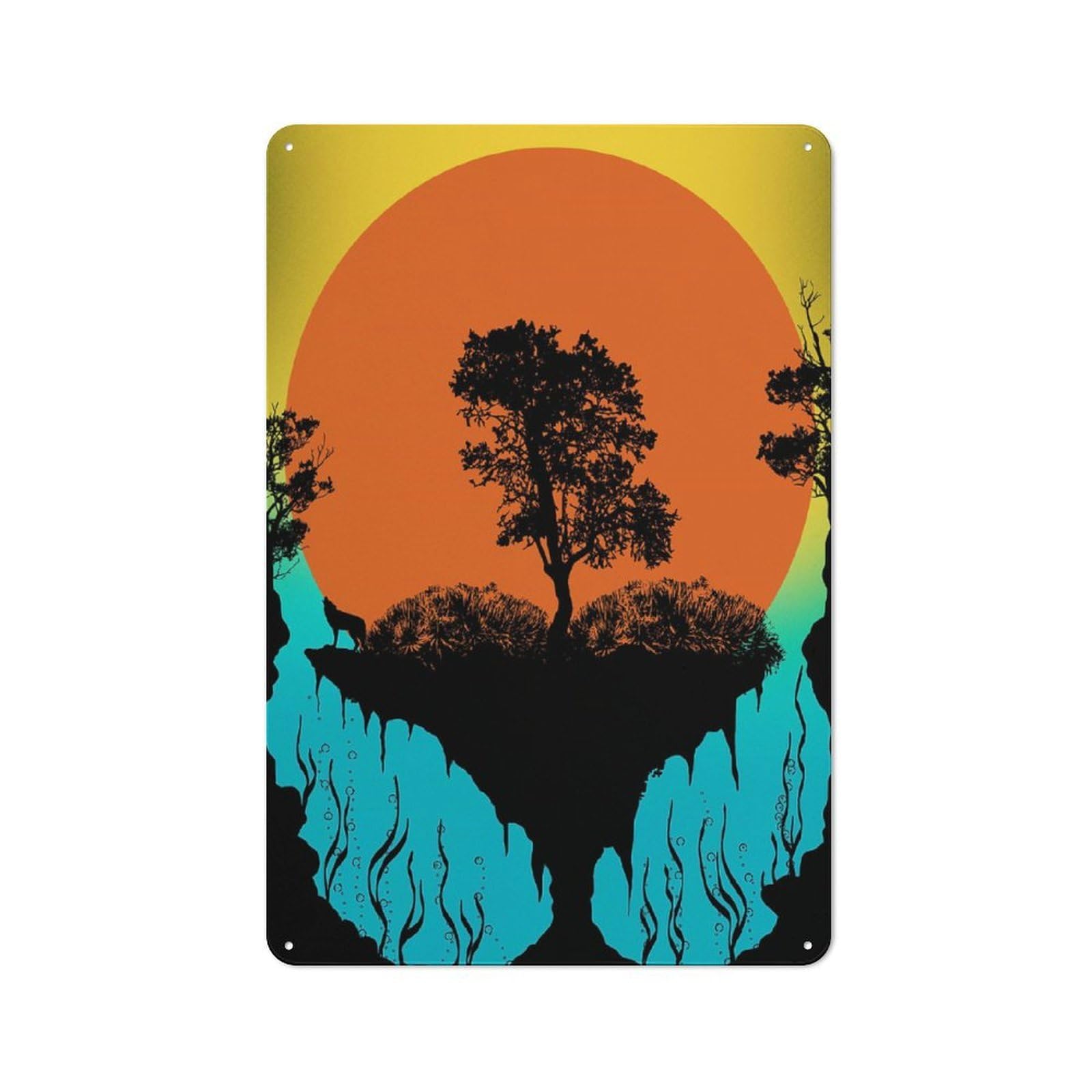 For Living Room Or Hallway, Wild Sun Retro Metal Plaque 30x20cm, for A Newly Furnished Living Room And Hallway