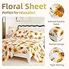 SDY 4PCS Floral Sheet Printed Sunflowers,Twin Sheet Set Yellow Flowers, Bed in a Bag Packaged with 1 Fitted Sheet+ 1 Top Flat Sheet + 2 Pillowcases #2