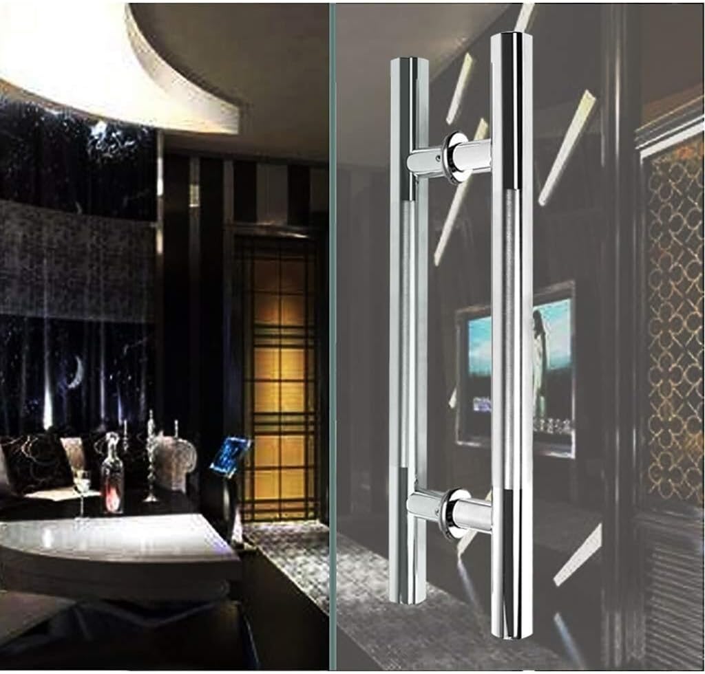 304 Stainless Steel Brushed Round Tube Door Handle Glass Door Push-Pull Handle Wooden Door Sliding Handrail (Size : 32x500x300mm)