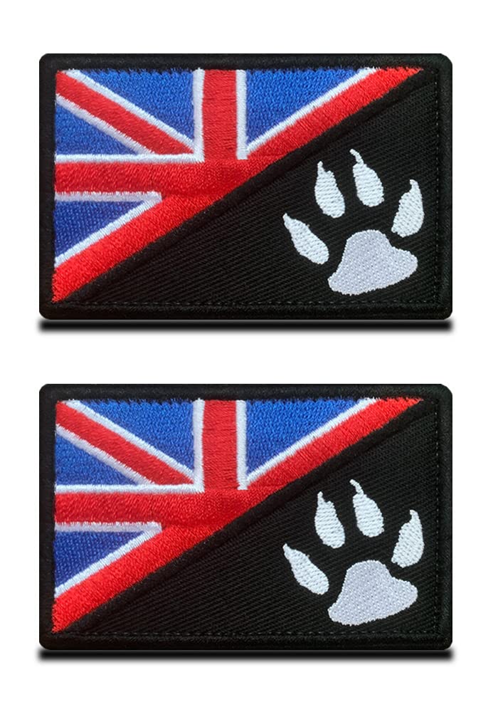 Confezione da 2 toppe ricamate con bandiera britannica Union Jack/Rose Kingdom, con emblema tattico del morale nazionale della Gran Bretagna, per uniformi militari, giacche, borse, zaini, berretti