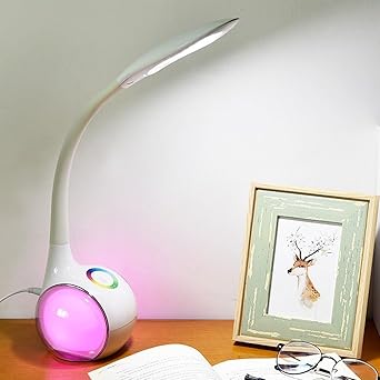 Niyanta Flexible Desk Table Lamp with RGB Night Light Smart Color Changeable, LED Study Table Lamp,Colorful Atmosphere Light Bedroom Bedside Desk Reading Light for Student Kids Office