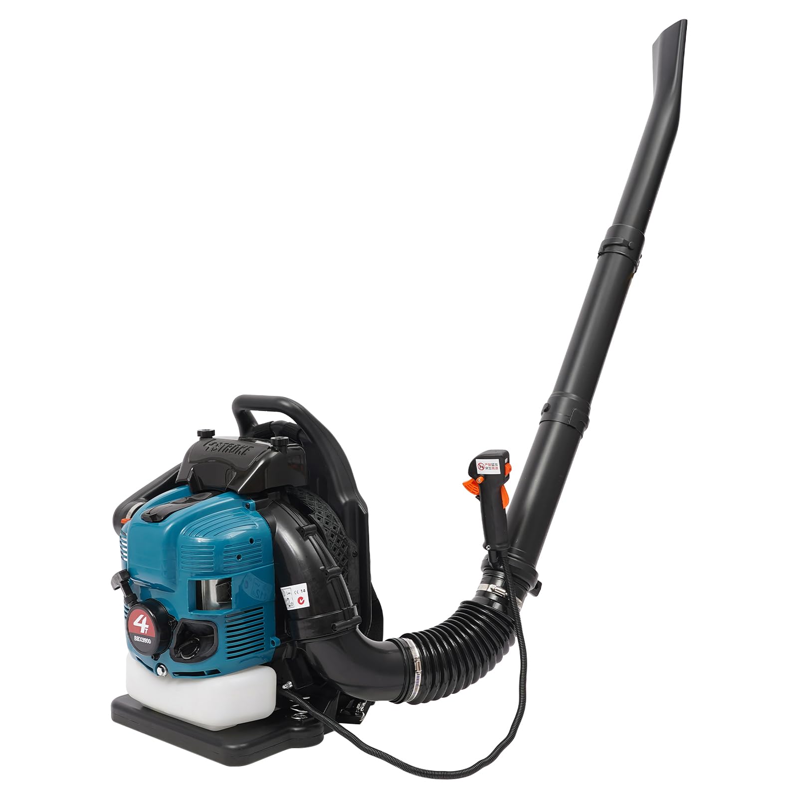75.6cc 4-Stroke Petrol Backpack Leaf Blower, Adjustable Speed High Power Low Fuel Consumption Gas Blower for Garden Yard Lawn Street Cleaning