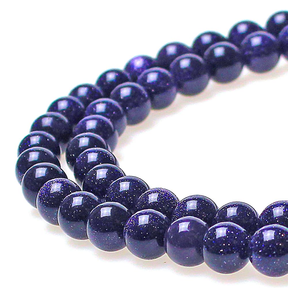 JarTc Smooth Round Blue Sandstone Beads Stones for DIY Necklace Bracelat Jewelry Making Strand 15" (6mm)