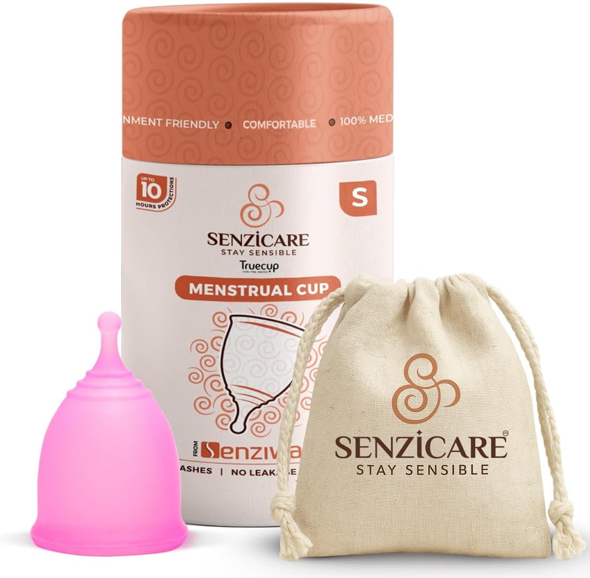 Truecup Reusable Menstrual Cup Small Size for Women Up to 10 Hours Protection | No Rashes, Leakage or Odour | Hygienic & Comfortable Period cup | 100% Medical Grade Silicone | FDA Approved