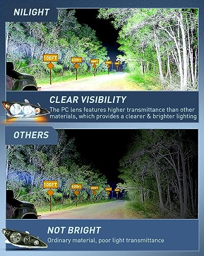 Image of Nilight Headlight Assembly Compatible with 2005 2006 Toyota Camry LE XLE SE Headlamps Replacement Black Housing Amber Reflector Upgraded Clear Lens Driver and Passenger Side